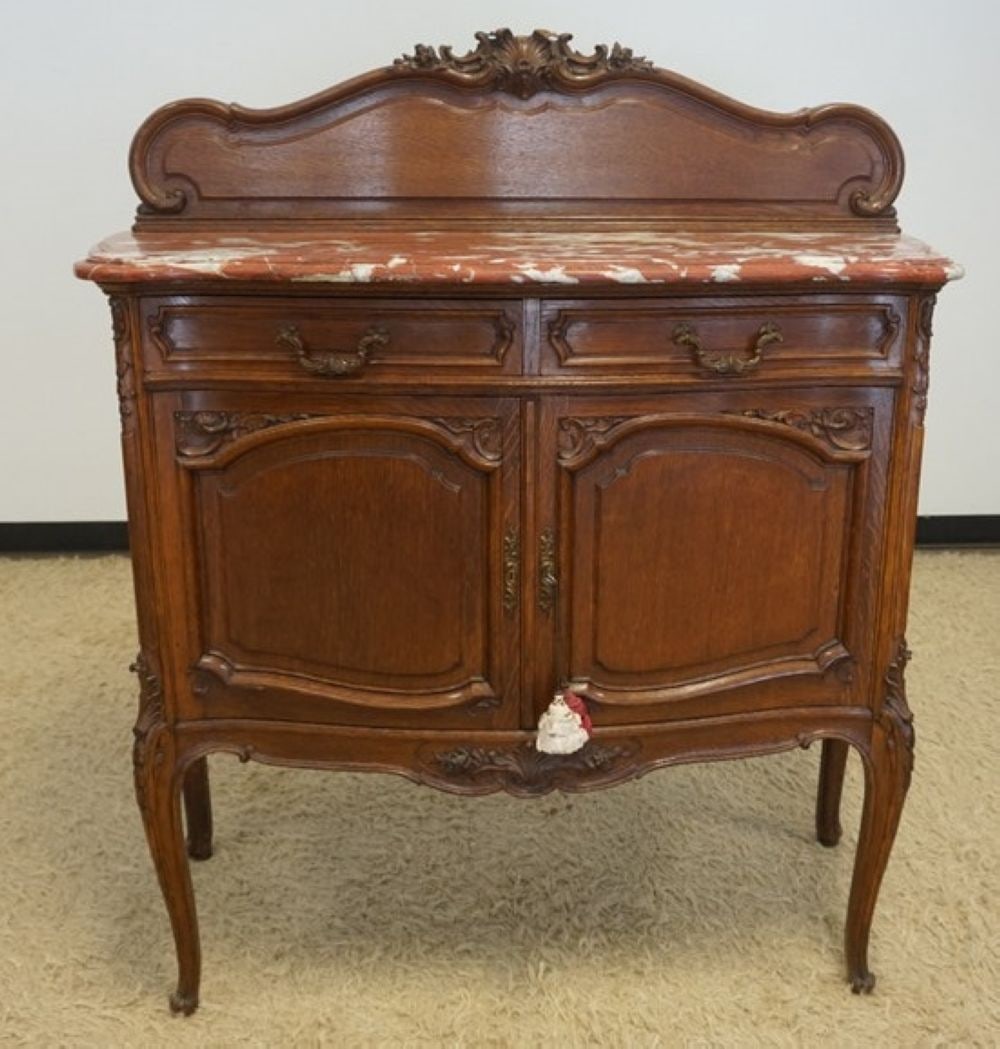 CONTINENTAL OAK MARBLE TOP SERVER (1 of 5)