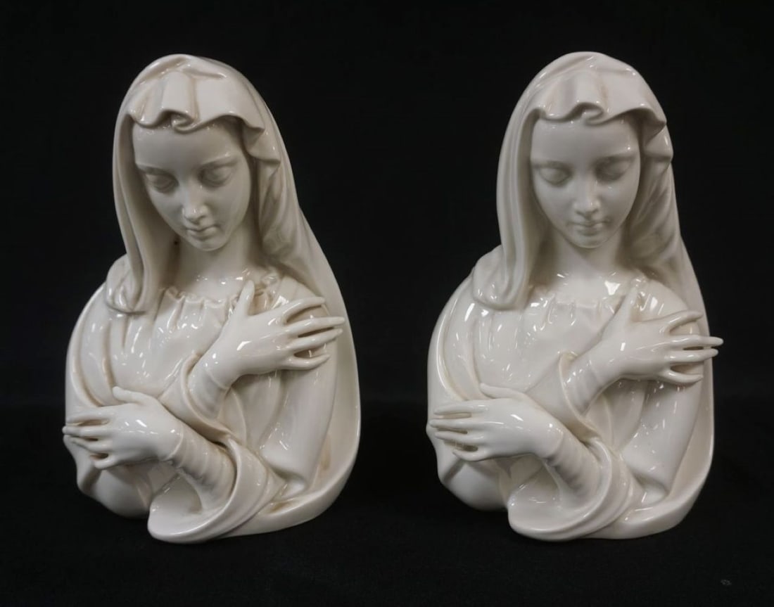 BOEHM PORCELAIN MADONNA: BOEHM PORCELAIN MADONNA, GROUP OF 2, TALLEST APPROXIMATELY 9 1/2 IN HIGH