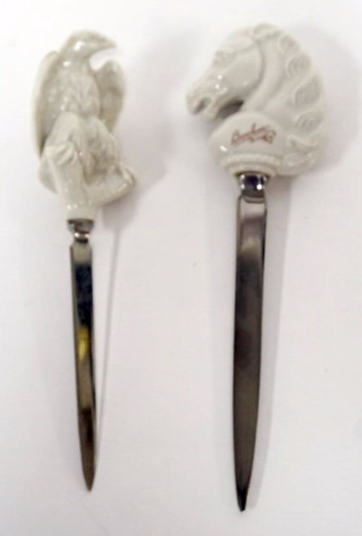BOEHM EAGLE FIGURE AND LETTER OPENER: BOEHM EAGLE FIGURINE AND HORSE HEAD LETTER OPENER