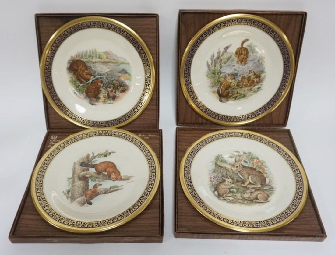 LENOX WOODLAND AND WILDLIFE LTD ED PLATES: 4 LENOX WOODLAND AND WILDLIFE LIMITED EDITION PLATES, EACH APPROXIMATELY 10 3/4 IN