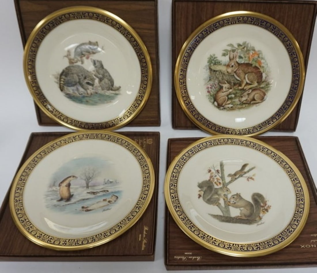 LENOX WOODLAND AND WILDLIFE LTD ED PLATES: 4 LENOX WOODLAND AND WILDLIFE LIMITED EDITION PLATES, EACH APPROXIMATELY 10 1/2 IN
