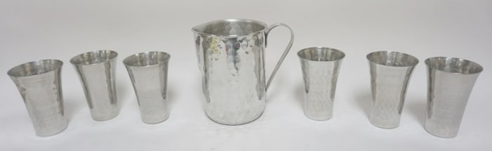VINTAGE MCM HAMMERED ALUMINUM SET