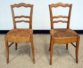 COUNTRY FRENCH RUSH SEAT SIDE CHAIRS