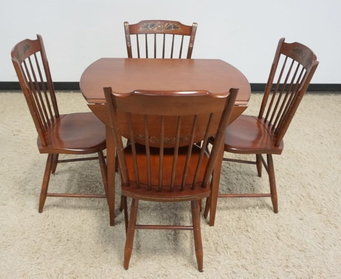 L. HITCHCOCK DROP LEAF TABLE AND CHAIRS (1 of 13)