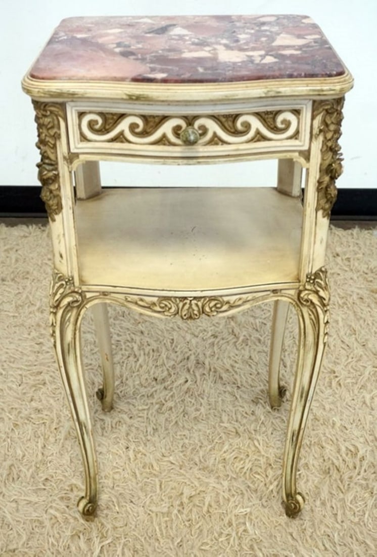 FRENCH PROVINCIAL MARBLE TOP STAND (1 of 5)