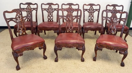 SET OF HIGHLY CARVED MAHOGANY DINING CHAIRS