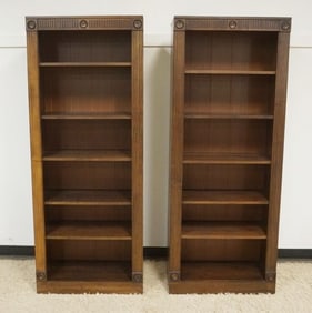 PAIROF  BOOKCASES WITH REEDED COLUMN FRONTS