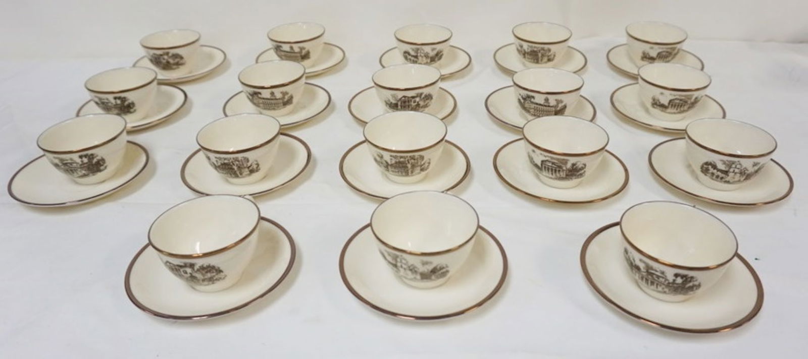 LENOX ARCHITECS TEA CUPS & SAUCERS: LENOX ARCHITECS TEA CUPS AND SAUCERS