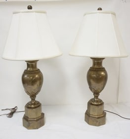 PR BRASS URN SHAPED TABLE LAMPS