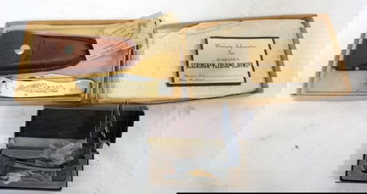 SCHRADE SCRIMSHAW KNIFE AND FOLDING KNIFE