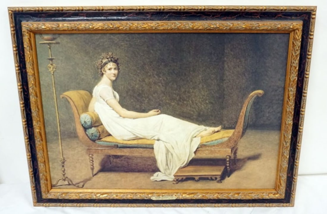 COPY OF PORTRAIT OF MADAME RECAMIER: FRAMED CONTEMPORARY COPY OF *PORTRAIT OF MADAME RECAMIER* APPROXIMATELY 24 IN X 32 IN OVERALL