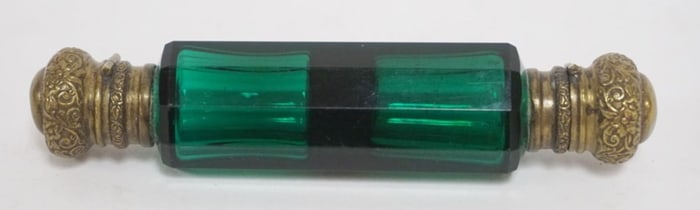 VICTORIAN EMERALD GREEN GLASS PERFUME