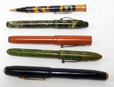 GROUP OF ANTIQUE FOUNTAIN PENS AND PENCIL