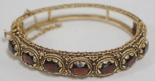 14K GOLD RUBY OR GARNET BRACELT