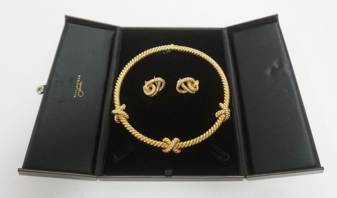 18K GOLD ITALY NECKLACE AND EARRINGS (1 of 6)