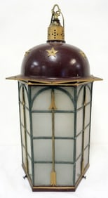 HANGING LIGHT FIXTURE WITH LEADED GLASS