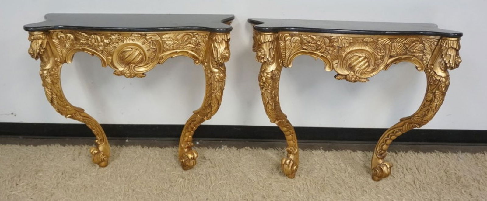 GILT WOOD MARBLE TOP STANDS (1 of 6)