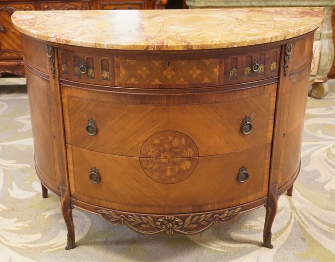 BERMAN FURNITURE FRENCH STYLE MARBLE TOP CHEST (1 of 10)