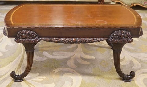 UNUSUAL LEATHER TOP COFFEE TABLE