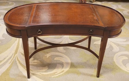 MAHOGANY LEATHER TOP COFFEE TABLE