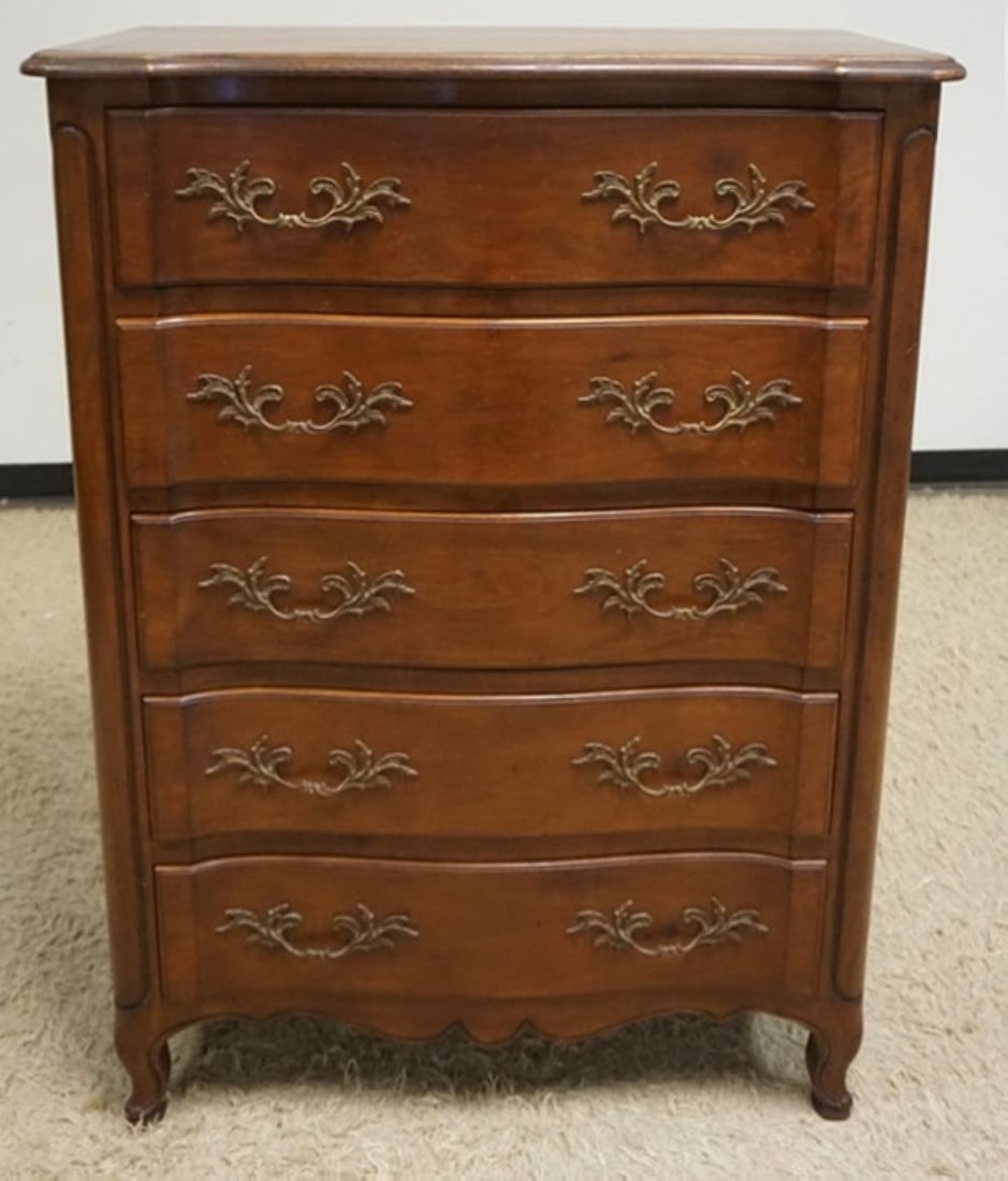 BODART FRENCH PROVENCIAL TALL CHEST: BODART FRENCH PROVENCIAL 5 DRAWER TALL CHEST, APPROXIMATELY 20 IN X 36 IN X 49 IN H