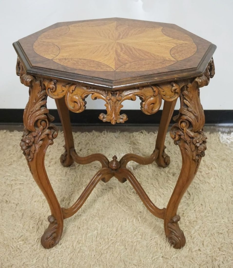 ORNATE WALNUT LAMP TABLE (1 of 4)
