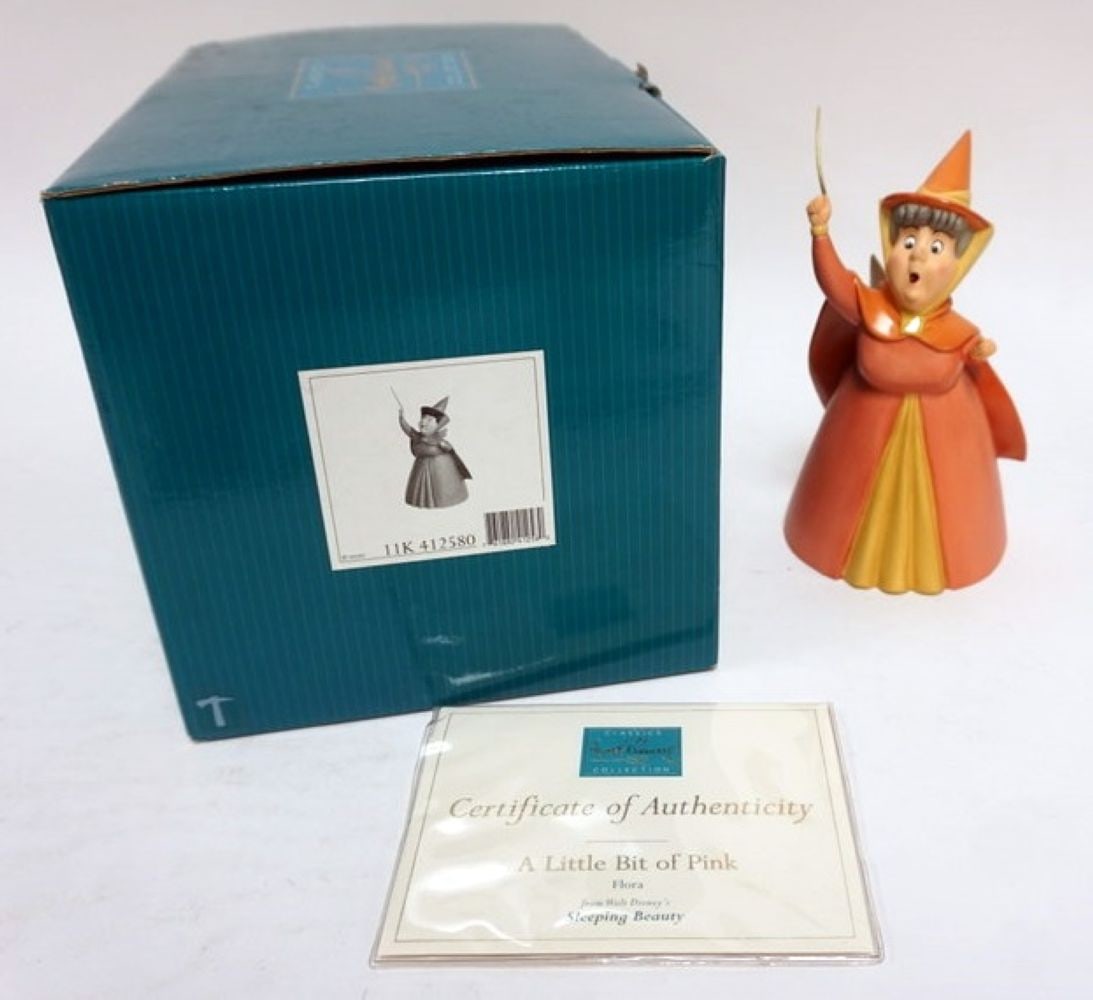 WALT DISNEY CLASSIC COLLECTION SLEEPING BEAUTY: WALT DISNEY CLASSIC COLLECTIONS, SLEEPING BEAUTY, FLORA, *A LITTLE BIT OF PINK* APPROXIMATELY 7 1/2 IN H