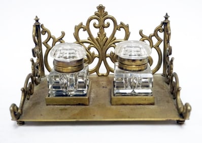 ANTIQUE DOUBLE INKWELL
