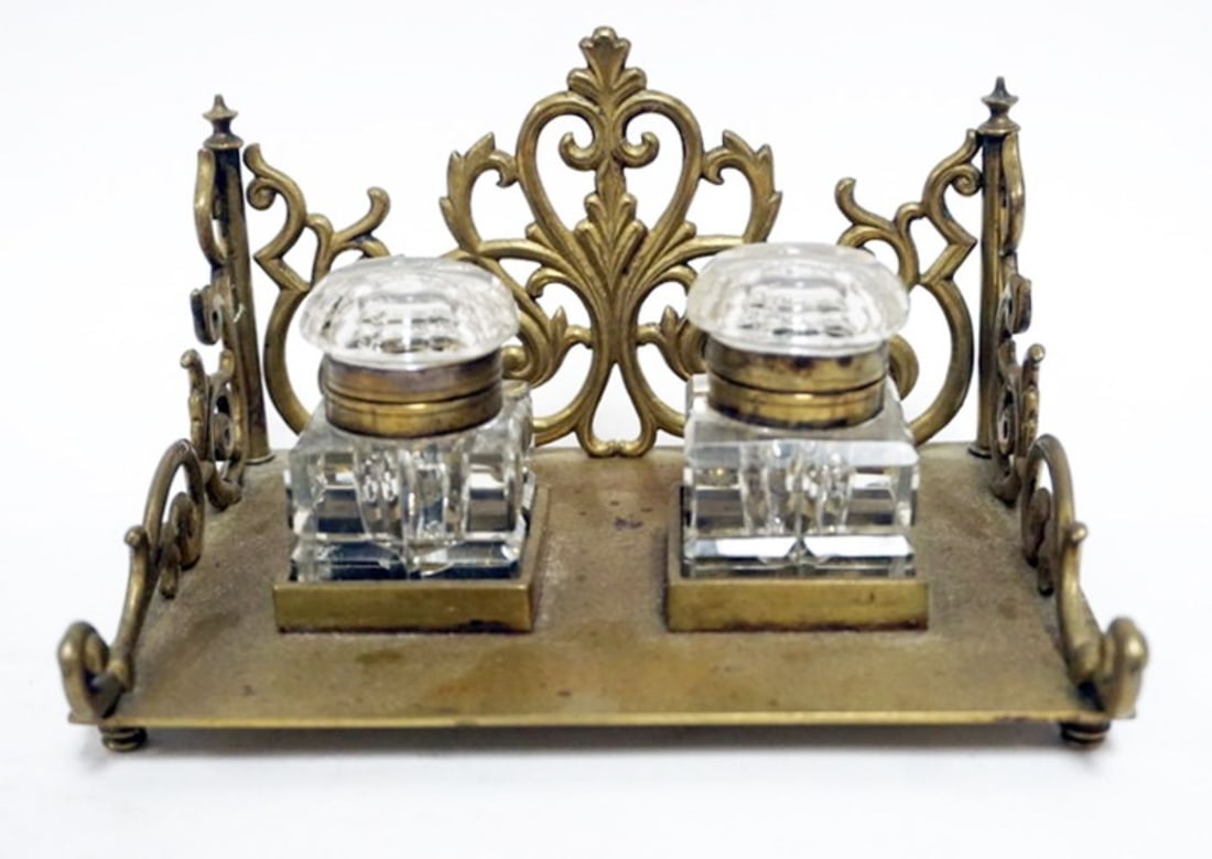 ANTIQUE DOUBLE INKWELL