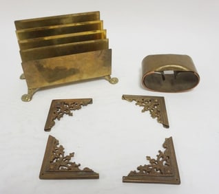 GROUP OF ASSORTED BRASS DESK ITEMS