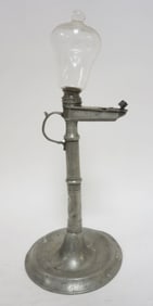 ANTIQUE PEWTER WHALE OIL LAMP