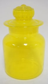 VASELINE GLASS COVERED APOTHECARY JAR