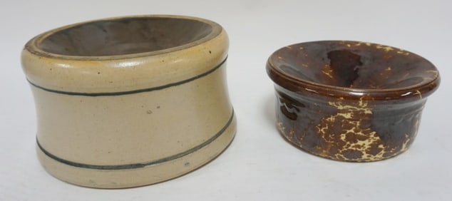 STONEWARE & BENNINGTON GLAZED SPITTOONS