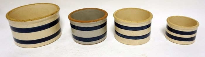 GROUP OF ASSORTED BLUE BANDED STONEWARE