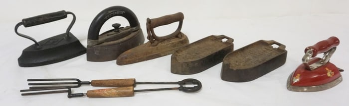 GROUP OF ASSORTED ANTIQUE FLAT IRONS