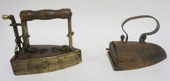 2 ANTIQUE COAL FLAT IRONS