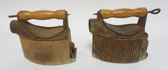2 ANTIQUE COAL FLAT IRONS