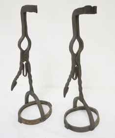 PRIMITIVE WROUGHT IRON RUSH LIGHTS