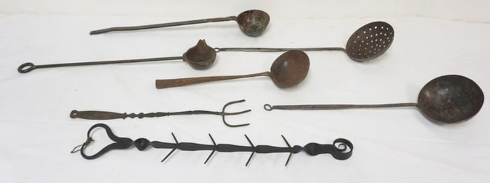 PRIMITIVE LADLES,  FORK, CORN DRYING RACK