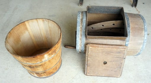 BARREL CHURN & WOOD BUTTER CREAM BUCKET