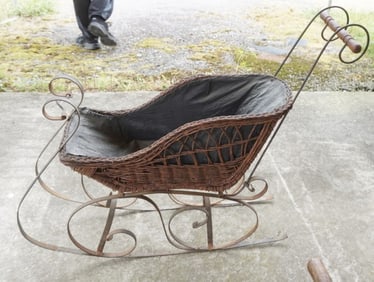 WICKER AND WROUGHT METAL SLED