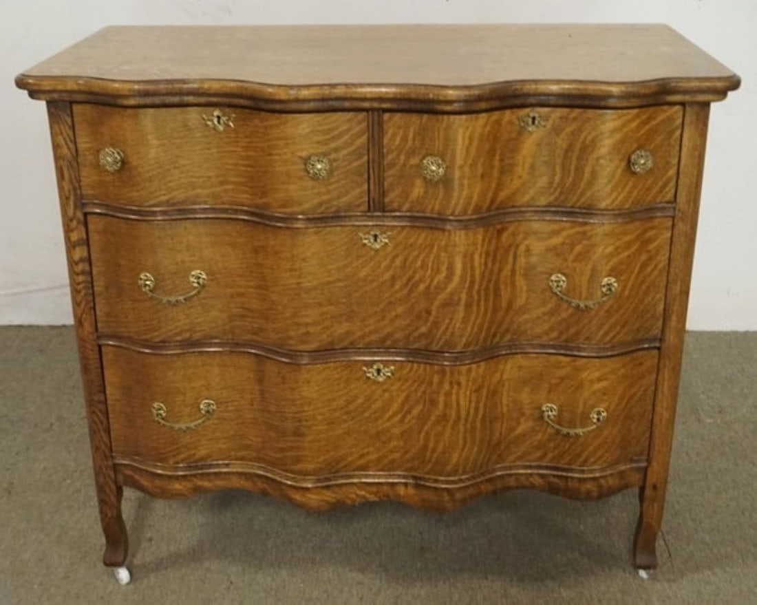 OAK SERPENTINE FRONT CHEST (1 of 4)