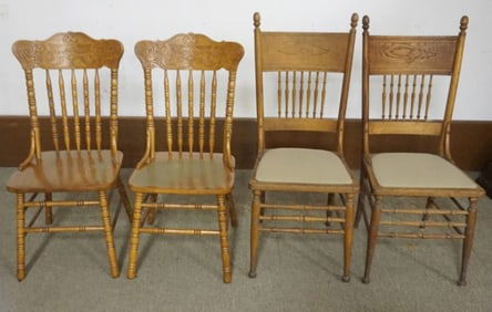 PRESSED BACK OAK CHAIRS