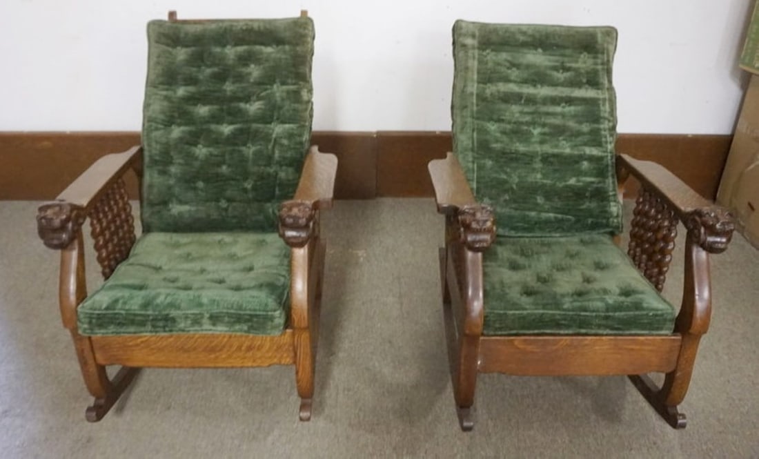 UNUSUAL OAK MORRIS ROCKERS (1 of 7)