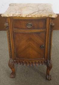 WALNUT MARBLE TOP STAND