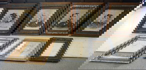 ASSORTED FRAMES AND ANCESTOR PHOTOS