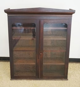 ANTIQUE WALNUT DOUBLE DOOR BOOKCASE SECRETARY TOP