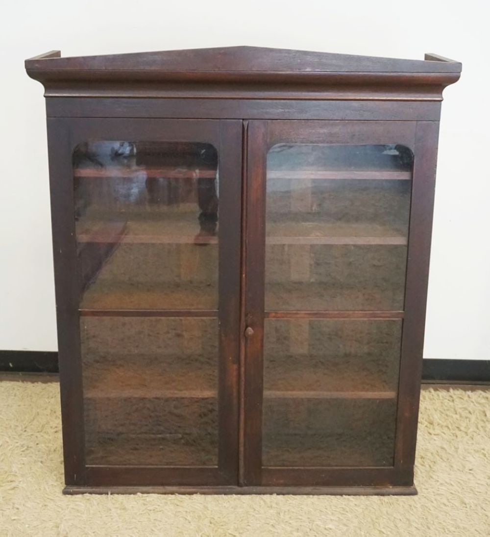 ANTIQUE WALNUT DOUBLE DOOR BOOKCASE SECRETARY TOP (1 of 3)