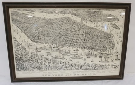 CURRIER & IVES MAP OF NEW YORK & BROOKLYN