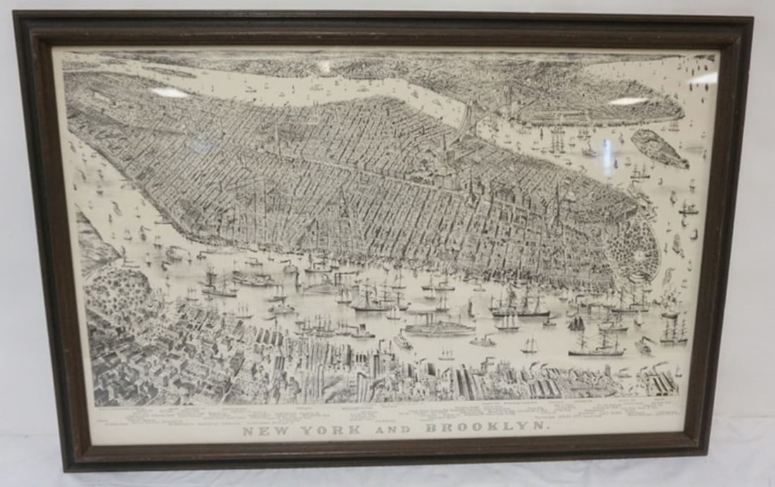 CURRIER & IVES MAP OF NEW YORK & BROOKLYN (1 of 3)